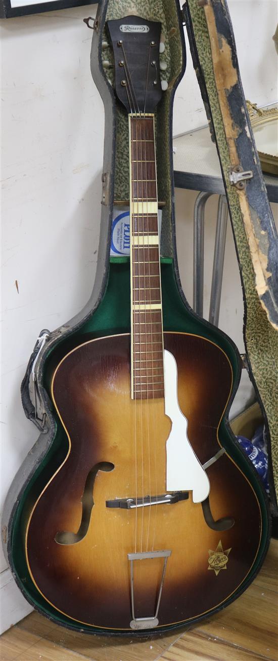 A cello guitar original Arnold Hoyer by Russett, sunburst finish with case